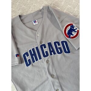 Vintage Chicago Cubs Jersey Mens 44 Gray MLB Baseball Russell Athletic 90s